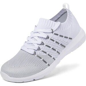 Women White  Running Breathable Knitting flexible Mesh Sports Shoes Sneakers